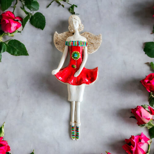 Anioł Theresa - czerwony -  30 x 14 cm figurka dekoracyjna gipsowa