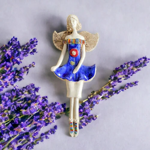 Figurka anioła Theresa - niebieski -  30 x 14 cm figurka dekoracyjna