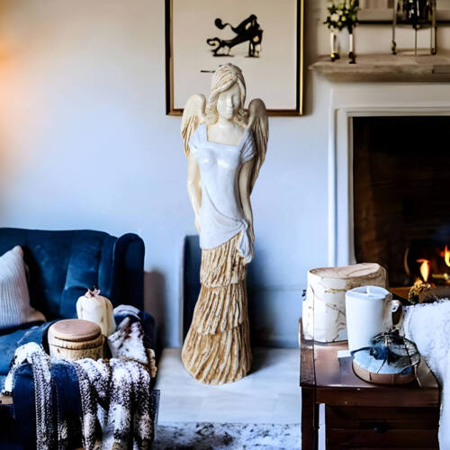 Anioł Victoria - biały -  62 x 19 cm figurka dekoracyjna gipsowa