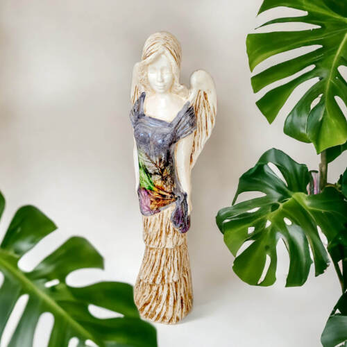 Anioł Victoria Art Leaf - szary -  62 x 19 cm figurka dekoracyjna gipsowa