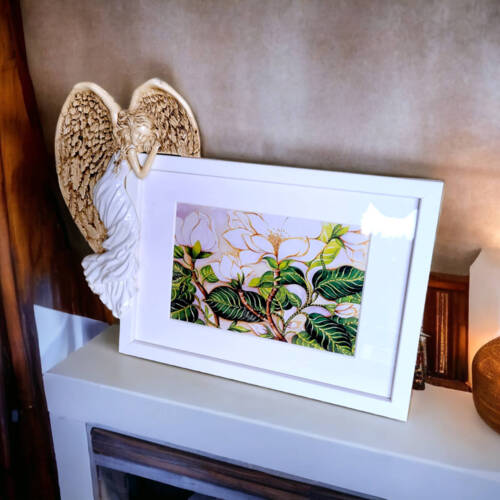 Andrea + Ramka Prosta Pasp - biała lewa -  15 x 21 cm figurka dekoracyjna gipsowa