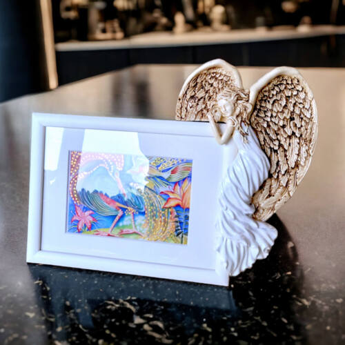 Andrea + Ramka - biała prawa -  13 x 18 cm figurka dekoracyjna gipsowa