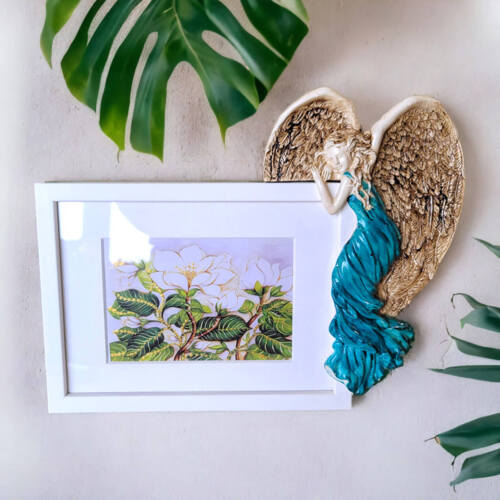 Andrea + Ramka Prosta - turkus prawa -  13 x 18 cm figurka dekoracyjna gipsowa