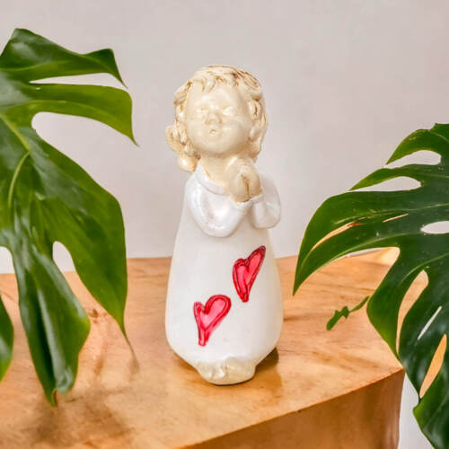 Anioł Marcel - biały -  15 x 7.5 cm figurka dekoracyjna gipsowa