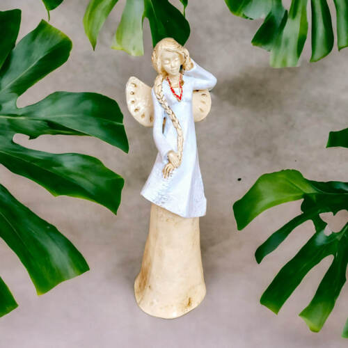 Anioł Arianna - biały -  35 x 15 cm figurka dekoracyjna gipsowa