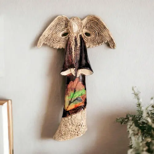 Figurka anioła Clara Art Leaf - brąz -  40 x 28 cm figurka dekoracyjna
