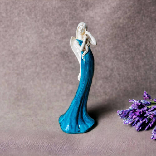 Anioł Elise - turkus -  35 x 15 cm figurka dekoracyjna gipsowa