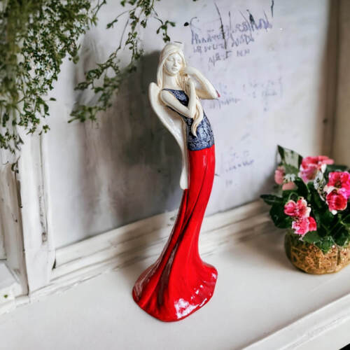 Anioł Elise Art - czerwony -  35 x 15 cm figurka dekoracyjna gipsowa