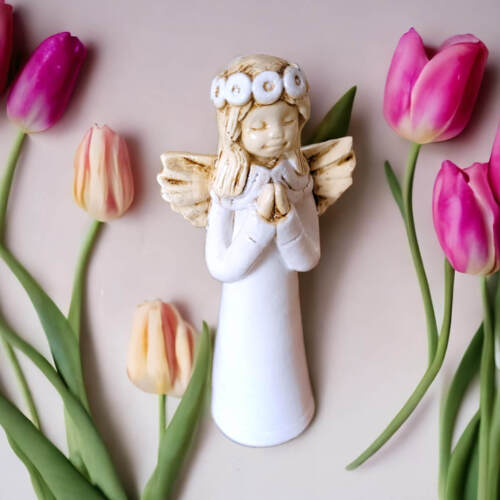 Aniołek Eva - biała -  15 cm figurka dekoracyjna gipsowa