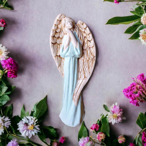 Anioł Gabriel - seledyn -  40 x 18 cm figurka dekoracyjna gipsowa