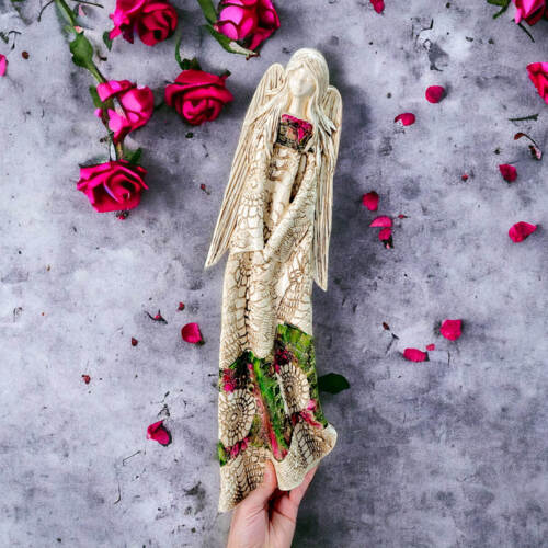 Anioł Genesis - wiszący zielony fuksja -  55 x 20 cm figurka dekoracyjna gipsowa