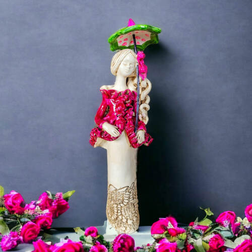 Anioł Konstancja - fiolet -  32 x 10 cm figurka dekoracyjna gipsowa