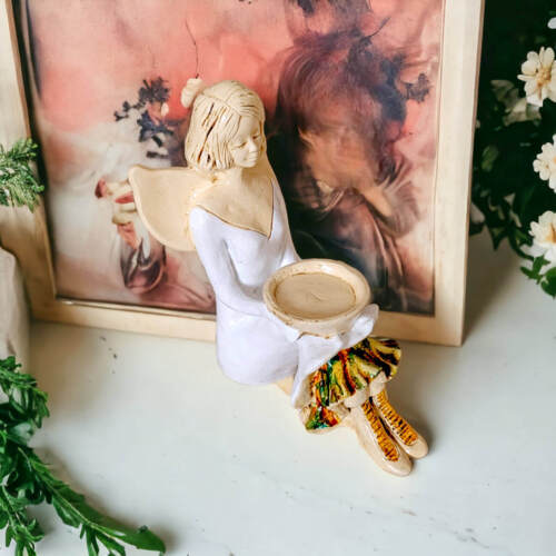 Aniołek Marion - biały -  15 cm figurka dekoracyjna gipsowa