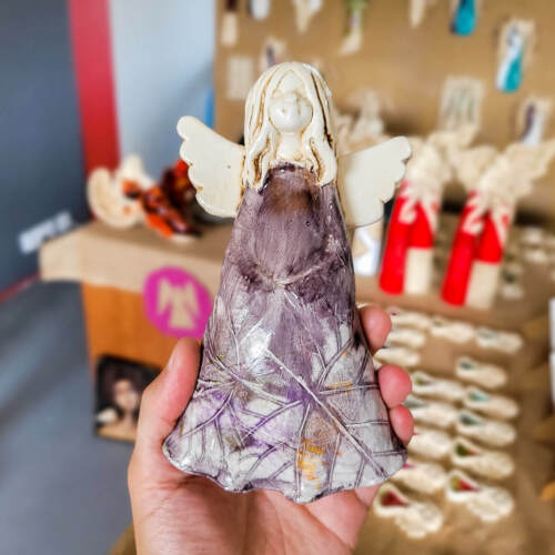 Anioł Monica Art Leaf -  18 x 10 cm figurka dekoracyjna gipsowa