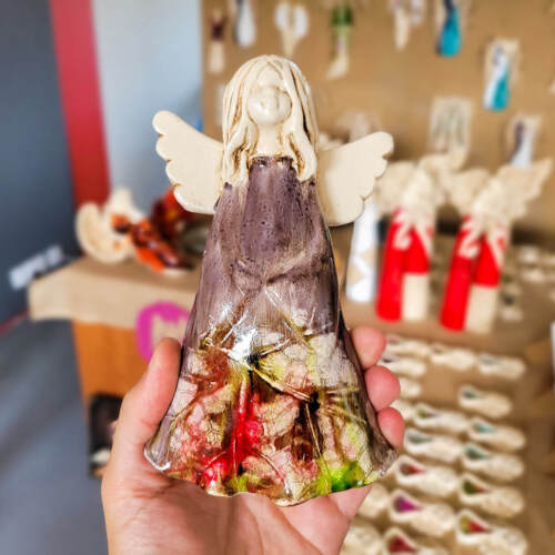 Anioł Monica Art Leaf -  18 x 10 cm figurka dekoracyjna gipsowa