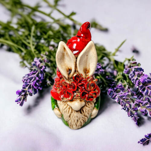 Skrzat Uszal - czerwony zielony -  figurka dekoracyjna gipsowa 5 x 5 cm