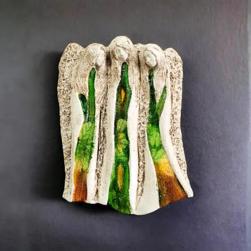 Figurka aniołów Wiara Nadzieja Miłość - zielone -  28 x 20 cm figurka dekoracyjna