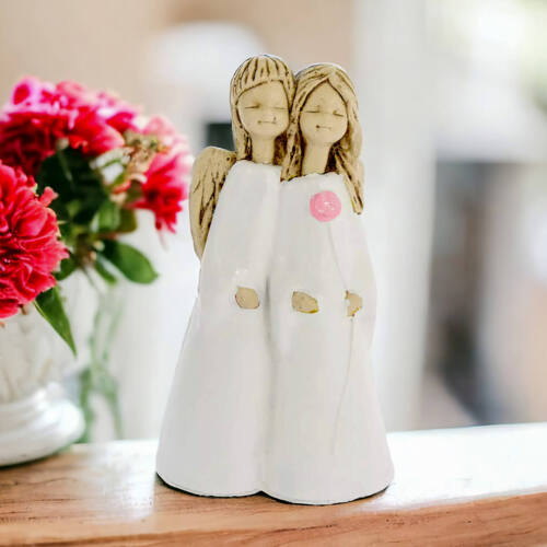 Anioł Apple & Ella - biały -  18 x 10 cm figurka dekoracyjna gipsowa