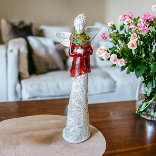 Anioł Catherine - brązowa -  35 x 15 cm figurka dekoracyjna gipsowa