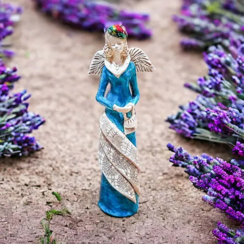 Figurka anioła Charlotte - turkus -  32 x 15 cm figurka dekoracyjna