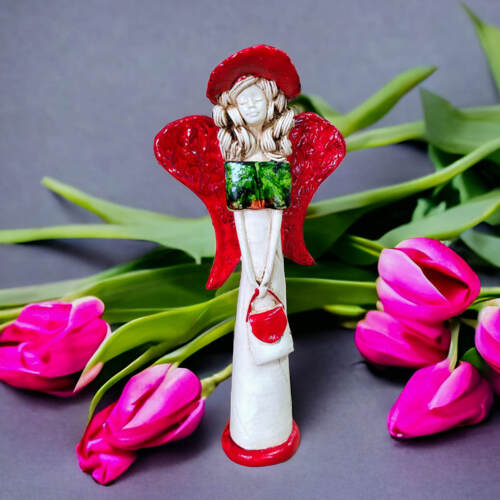 Anioł Coco Art Leaf  -  30 x 14 cm figurka dekoracyjna gipsowa