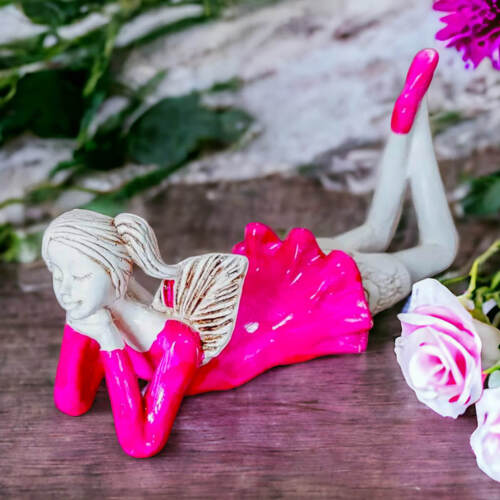 Aniołek Dixie - różowy -  15 cm figurka dekoracyjna gipsowa