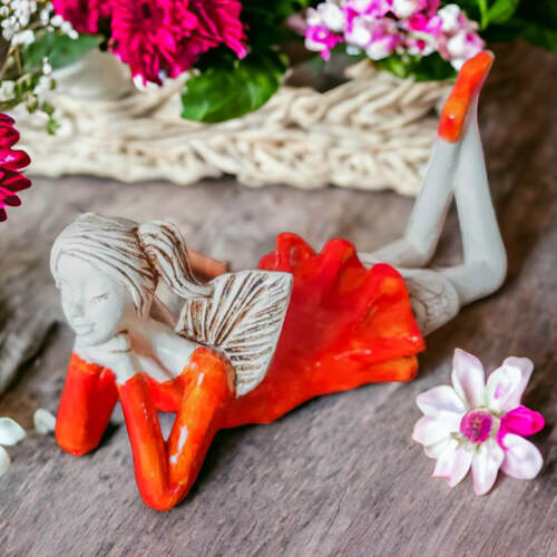 Aniołek Dixie - pomarańcz -  15 cm figurka dekoracyjna gipsowa