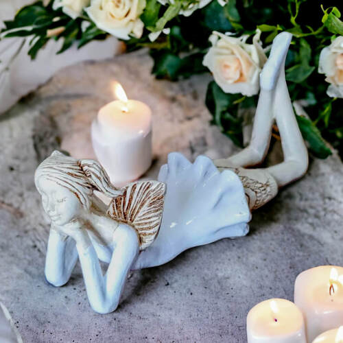 Aniołek Dixie - biały -  15 cm figurka dekoracyjna gipsowa