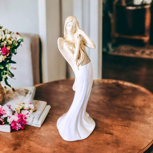 Anioł Elise Art - biały -  35 x 15 cm figurka dekoracyjna gipsowa