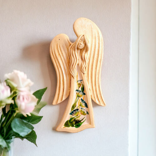 Anioł Gaja Art Flower -  30 x 17 cm figurka dekoracyjna gipsowa