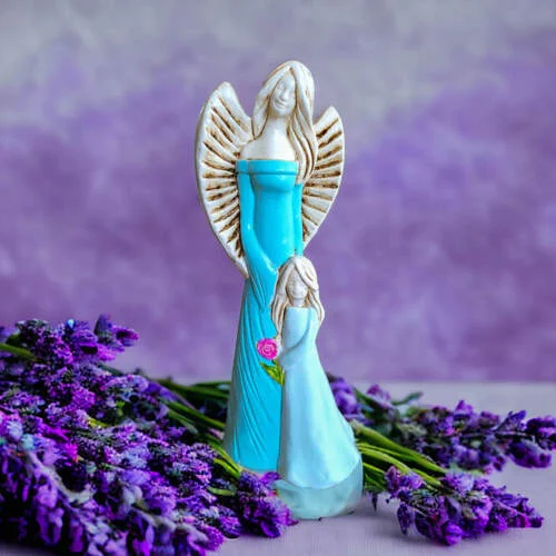 Figurka anioła Hannah - błękitny seledyn -  32 x 15 cm figurka dekoracyjna