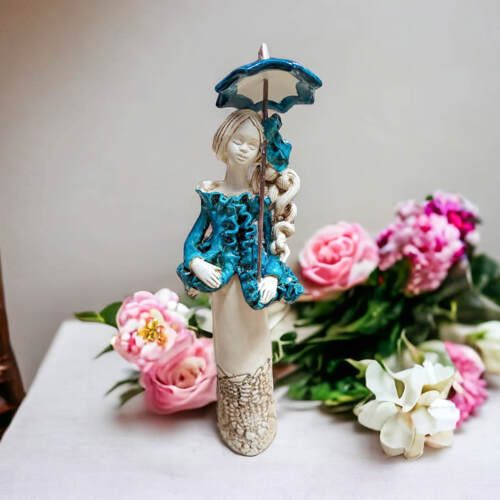 Anioł Konstancja - turkus -  32 x 10 cm figurka dekoracyjna gipsowa