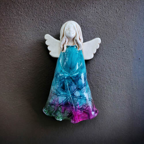 Anioł Monica Art Leaf -  18 x 10 cm figurka dekoracyjna gipsowa