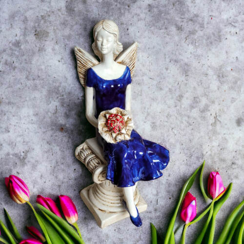 Anioł Pauline - granat -  20 x 9 cm figurka dekoracyjna gipsowa