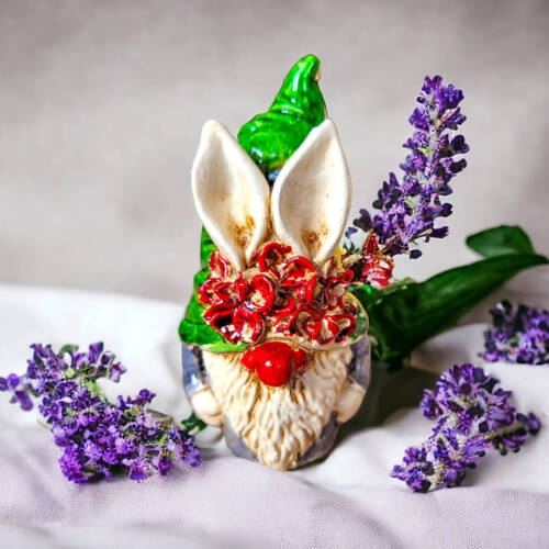 Skrzat Uszal - zielony szary -  figurka dekoracyjna gipsowa 5 x 5 cm