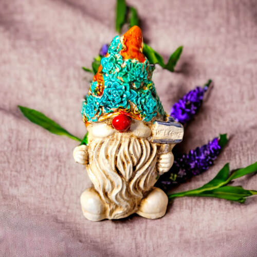 Skrzat Witaj - pomarańcz zielony -  figurka dekoracyjna gipsowa 5 x 5 cm