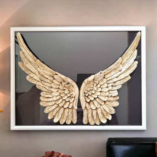 Skrzydła Anioła + ramka - ciemna - wiszące -  30 x 40 cm figurka dekoracyjna gipsowa