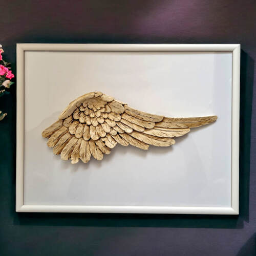 Prawe Skrzydło Anioła + ramka - wiszące -  30 x 40 cm figurka dekoracyjna gipsowa