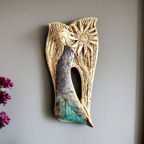 Anioł Xenylla Art - szary -  31 x 16 cm figurka dekoracyjna gipsowa