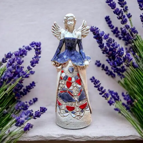 Figurka anioła Anna - szary fiolet -  35 x 15 cm figurka dekoracyjna