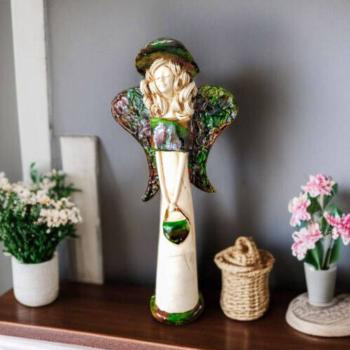 Anioł Coco Art Leaf  -  30 x 14 cm figurka dekoracyjna gipsowa