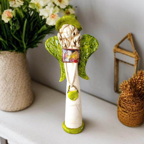 Anioł Coco Art Leaf -  30 x 14 cm figurka dekoracyjna gipsowa