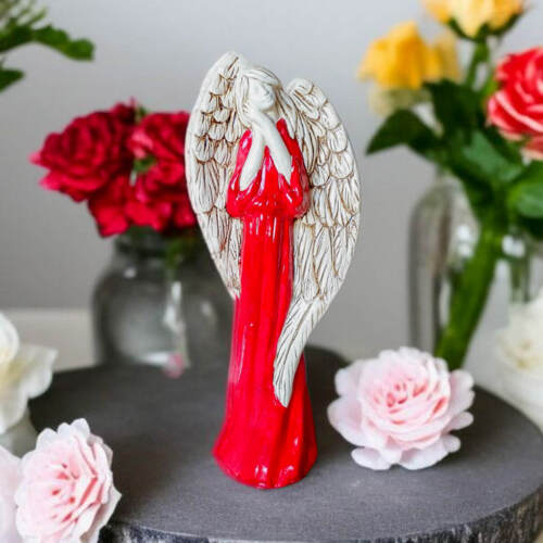 Anioł Gabriel - czerwony -  40 x 18 cm figurka dekoracyjna gipsowa