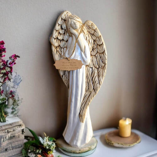 Duży Anioł na I Komunię  -  40 x 18 cm figurka dekoracyjna gipsowa