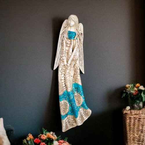 Anioł Genesis - wiszący turkus -  55 x 20 cm figurka dekoracyjna gipsowa