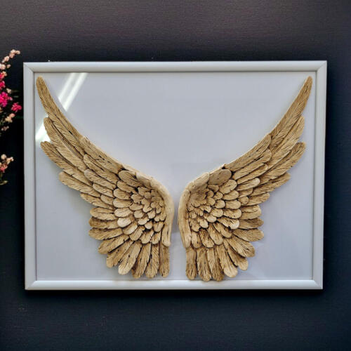 Skrzydła Anioła + ramka - wiszące -  30 x 40 cm figurka dekoracyjna gipsowa