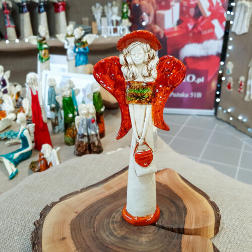 Anioł Coco Art Leaf - rudy -  30 x 14 cm figurka dekoracyjna gipsowa