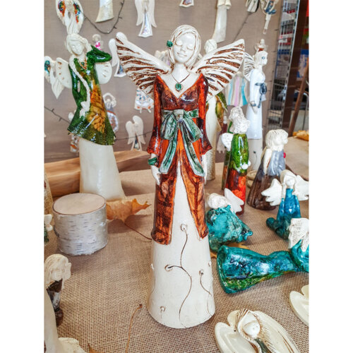 Anioł Lily Art Leaf - brązowy -  35 x 15 cm figurka dekoracyjna gipsowa