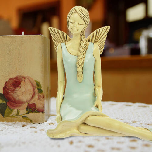 Aniołek Matilda - błękitny -  15 cm figurka dekoracyjna gipsowa