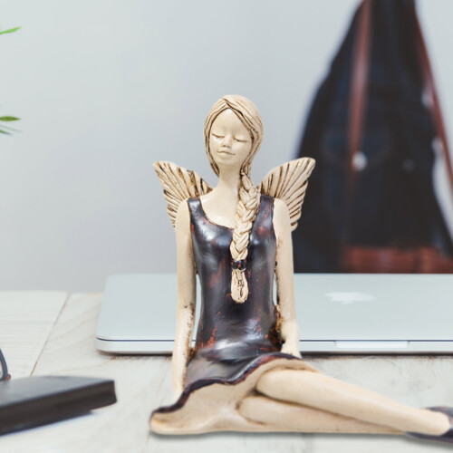 Aniołek Matilda - brąz mat -  15 cm figurka dekoracyjna gipsowa